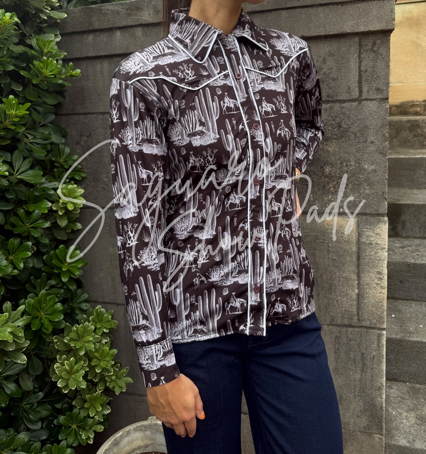 Dark Chocolate Saguaro Toile hidden zip by Saguaro